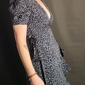 Aqua Black and Gray Asymmetrical Dress